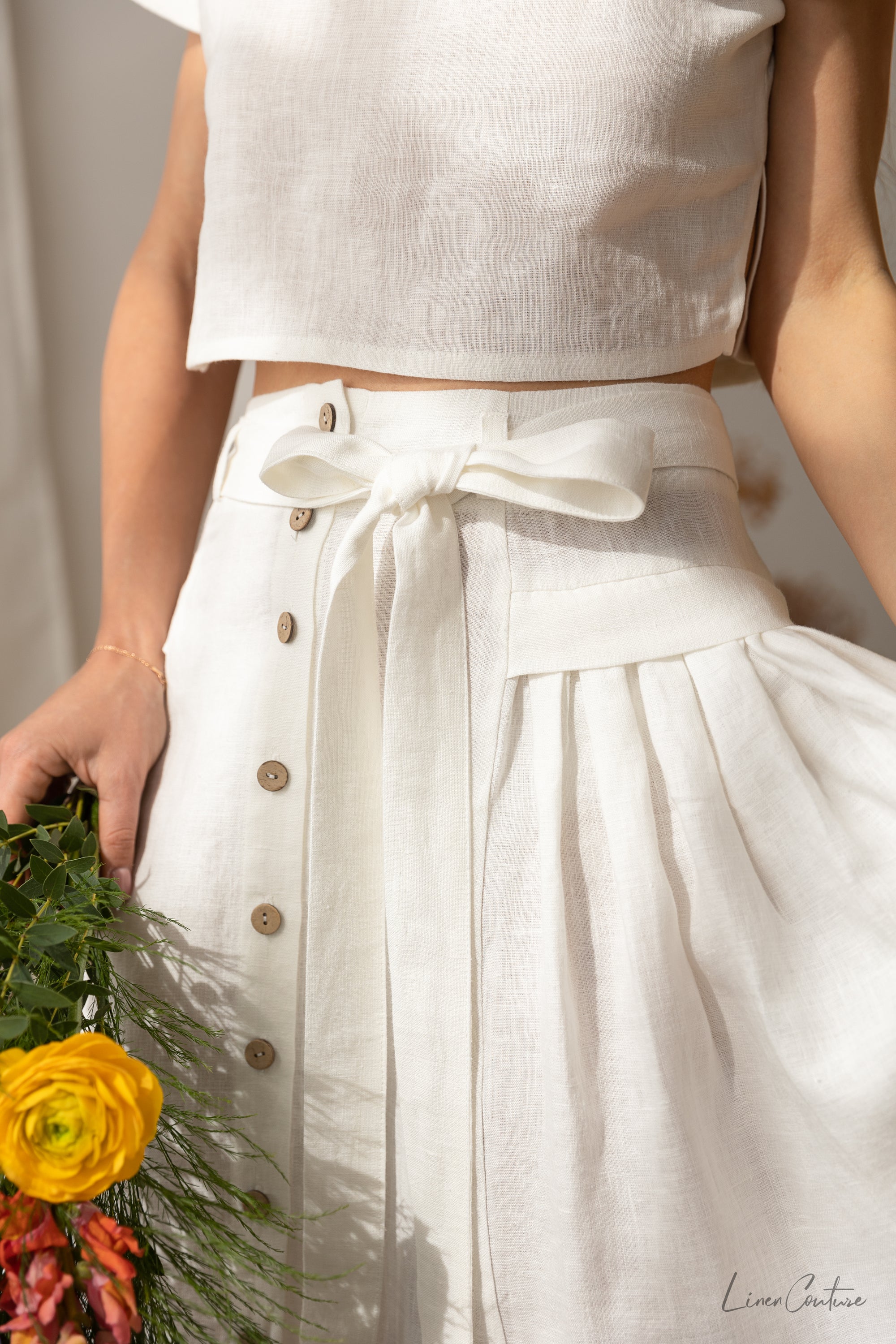 Conjunto Taormina | Top de Lino y Falda Midi Acampanada