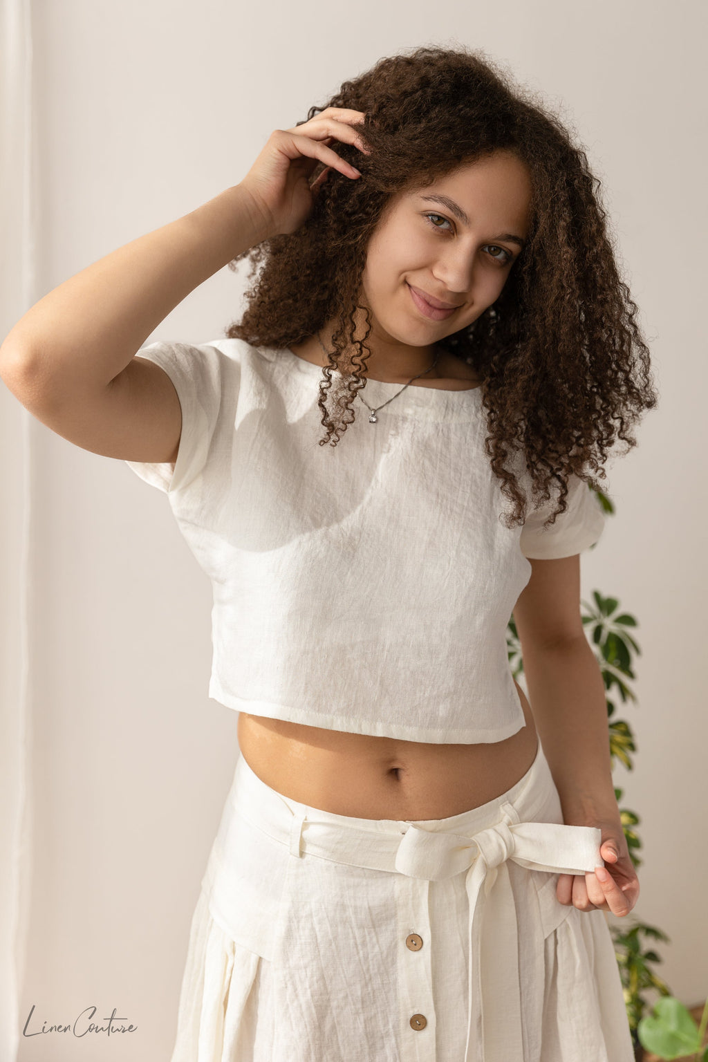 Conjunto Taormina | Top de Lino y Falda Midi Acampanada
