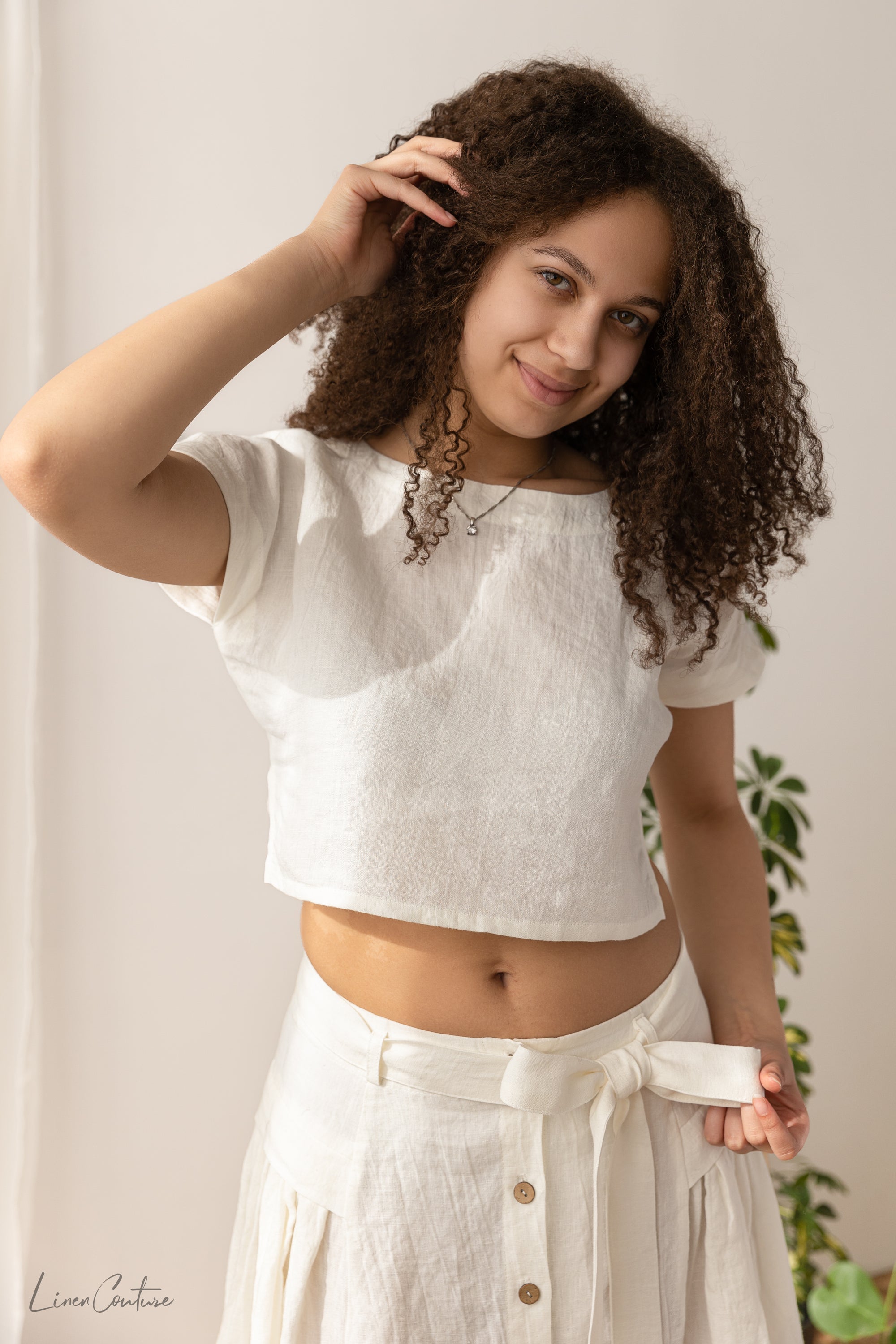 Conjunto Taormina | Top de Lino y Falda Midi Acampanada