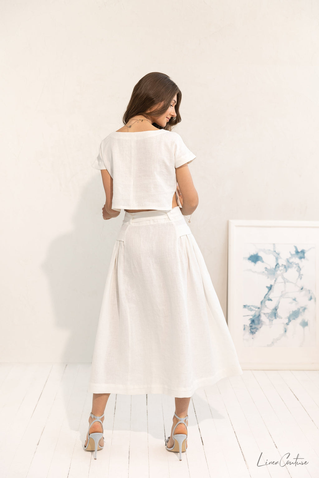 Conjunto Taormina | Top de Lino y Falda Midi Acampanada