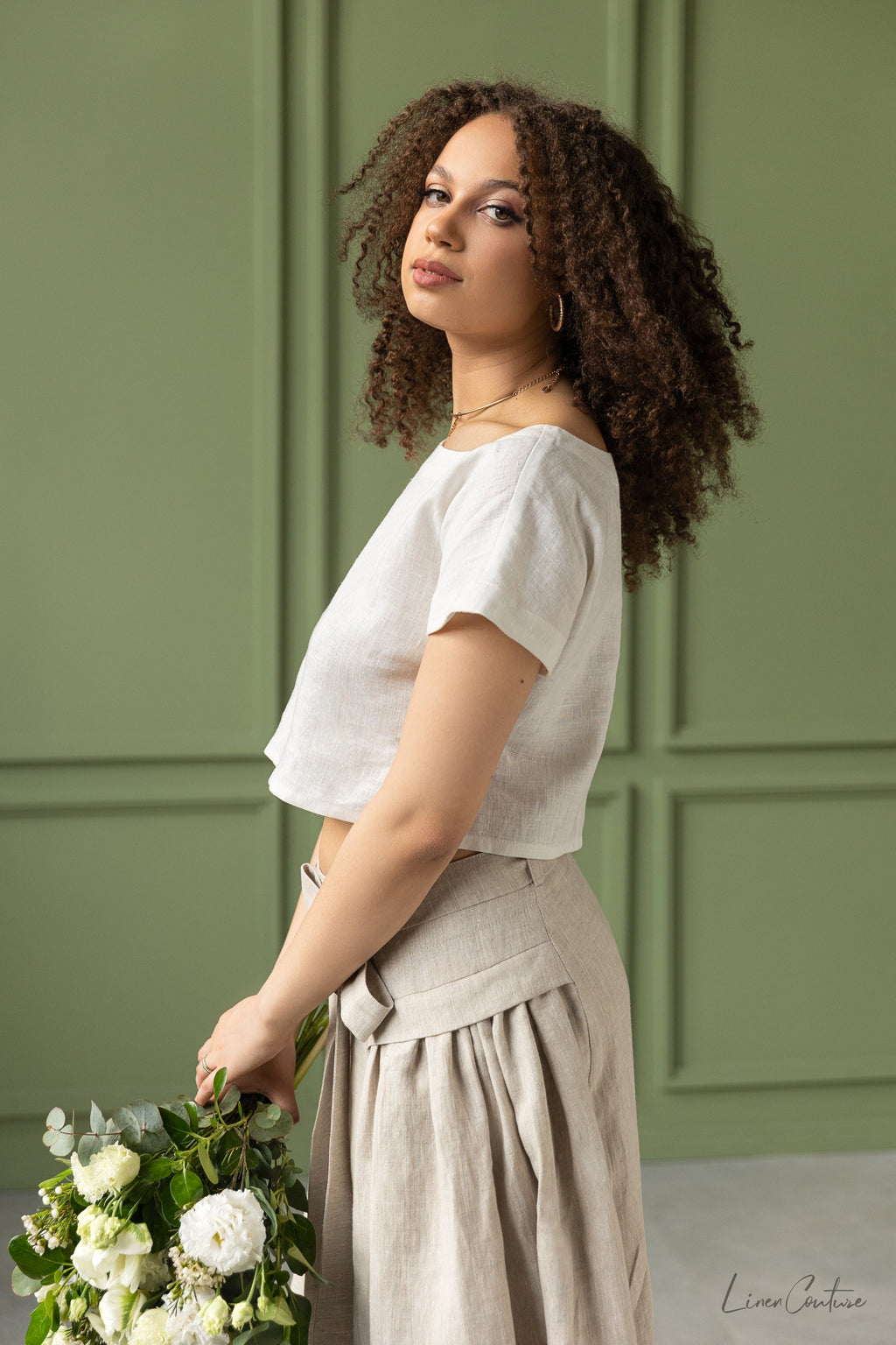 Conjunto Taormina | Top de Lino y Falda Midi Acampanada