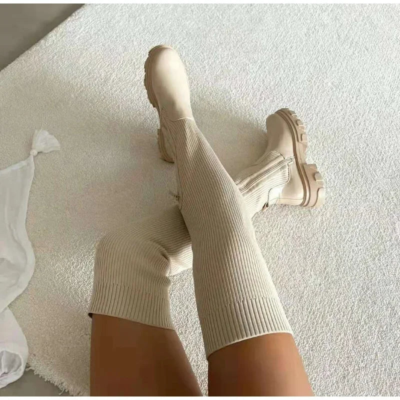 Botas Altas de Punto Elástico