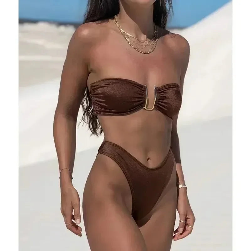 Bikini Bandeau con Tiras Ajustables