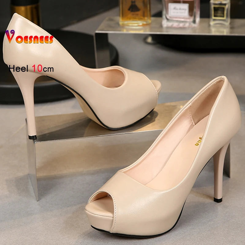 Zapatos de Tacón Alto Peep Toe
