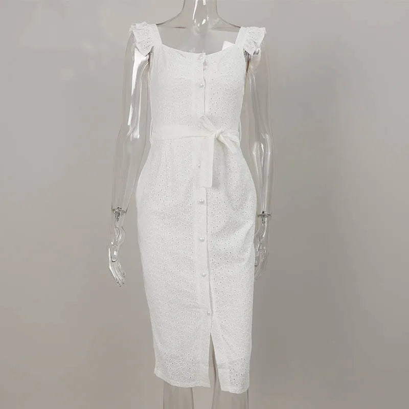 Vestido Midi Blanco Elegante