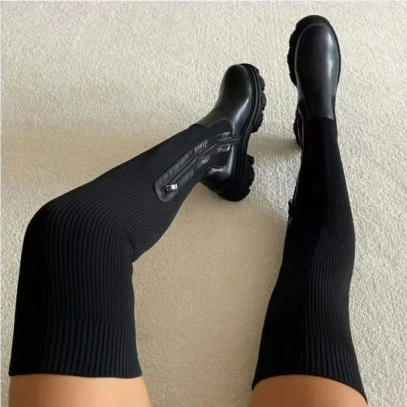 Botas Altas de Punto Elástico