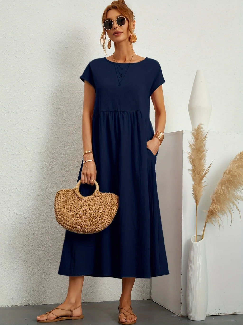 Vestido Maxi Lino y Algodón Vintage