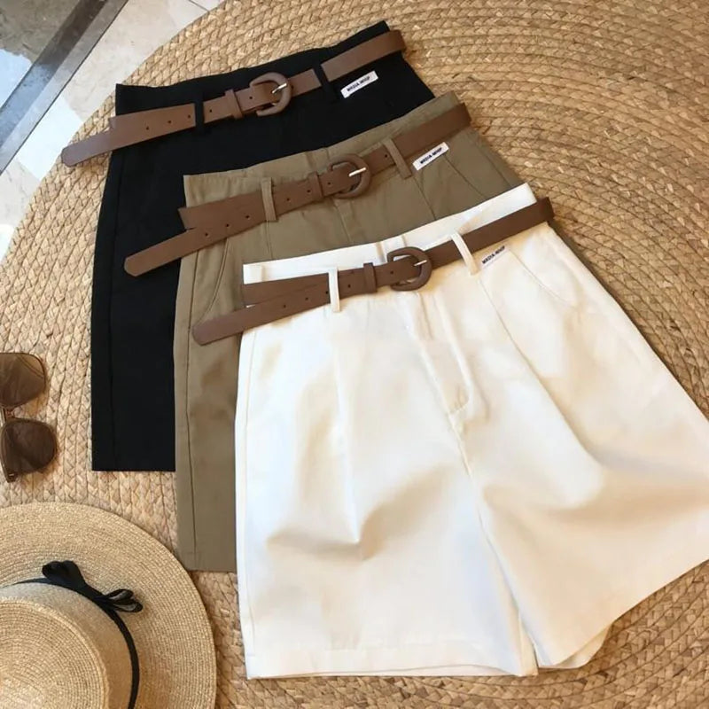 Shorts Wide Leg de Algodón con Cinturón