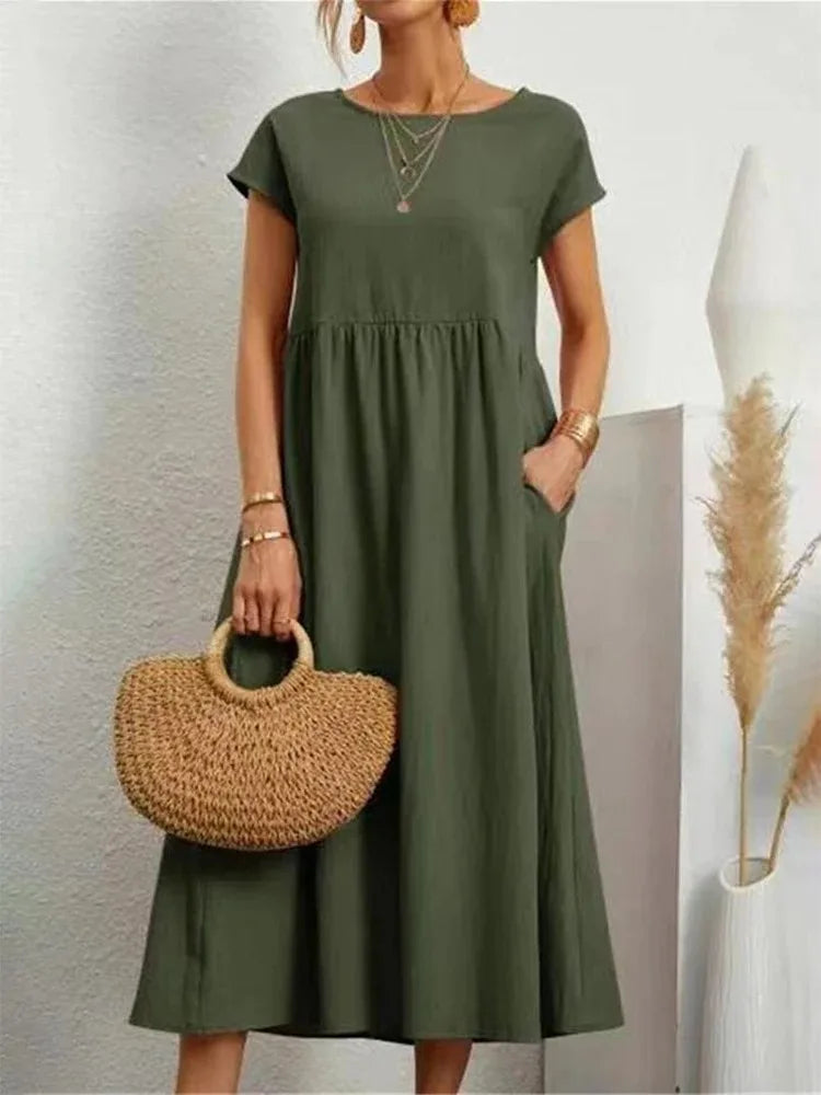 Vestido Maxi Lino y Algodón Vintage