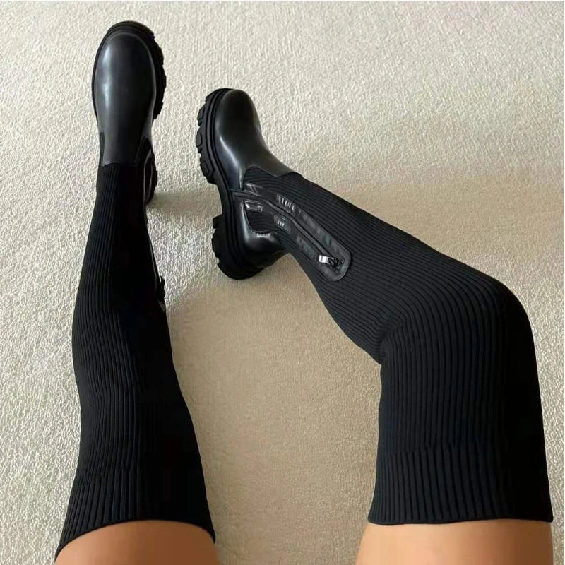 Botas Altas de Punto Elástico