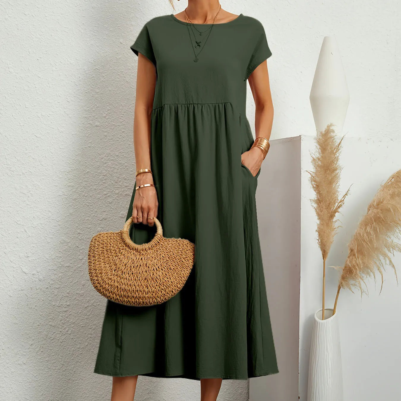 Vestido Maxi Lino y Algodón Vintage
