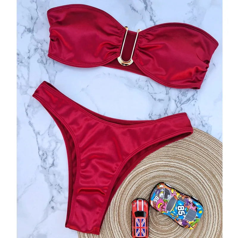 Bikini Bandeau con Tiras Ajustables
