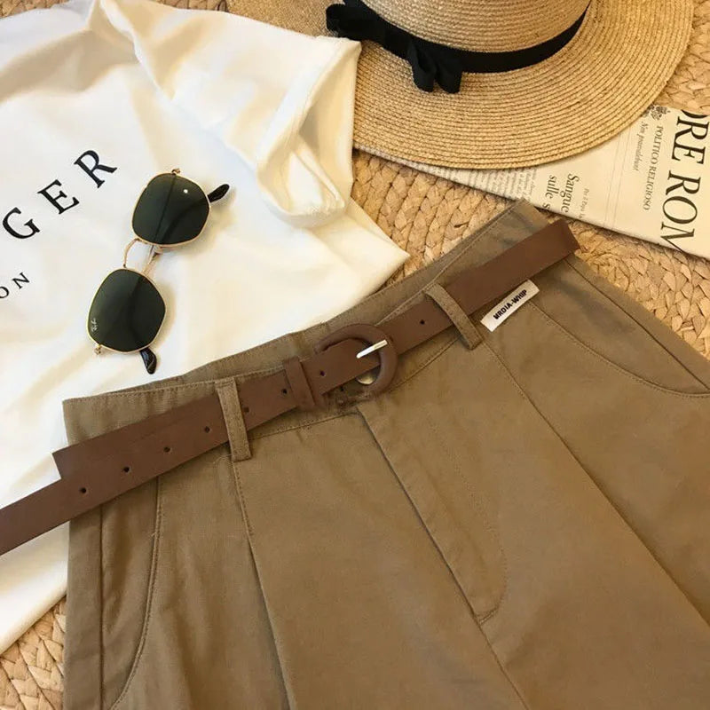 Shorts Wide Leg de Algodón con Cinturón