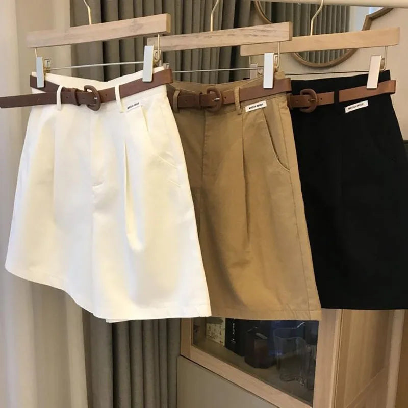 Shorts Wide Leg de Algodón con Cinturón