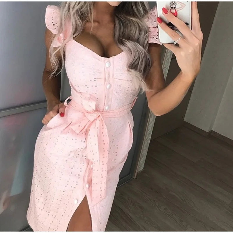 Vestido Midi Blanco Elegante