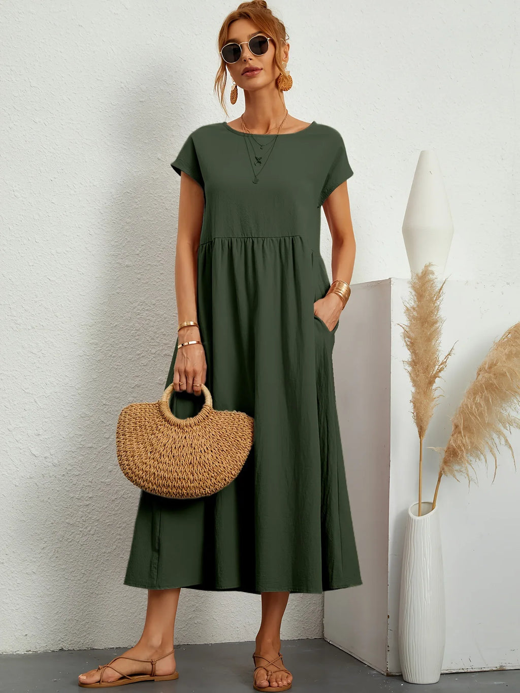 Vestido Maxi Lino y Algodón Vintage