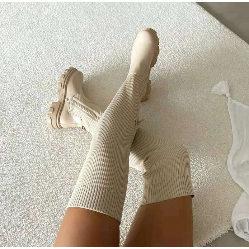 Botas Altas de Punto Elástico