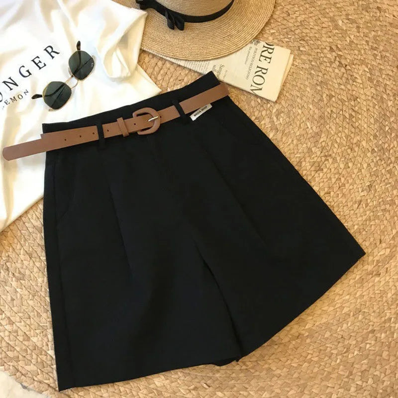 Shorts Wide Leg de Algodón con Cinturón