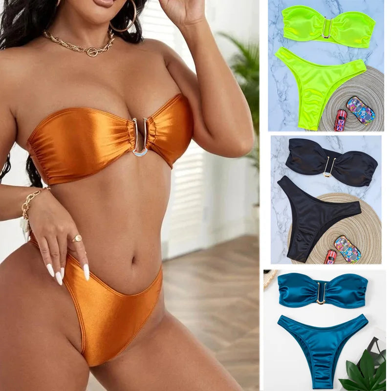 Bikini Bandeau con Tiras Ajustables