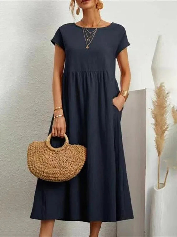 Vestido Maxi Lino y Algodón Vintage