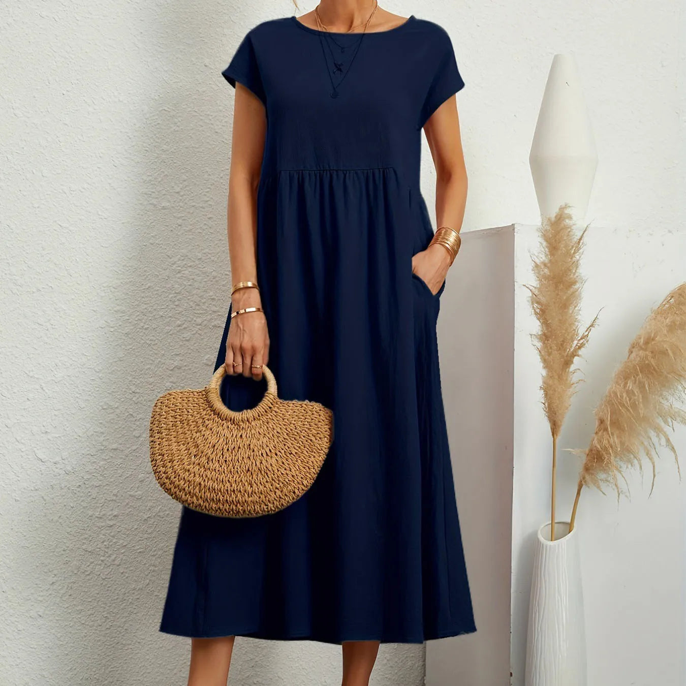 Vestido Maxi Lino y Algodón Vintage