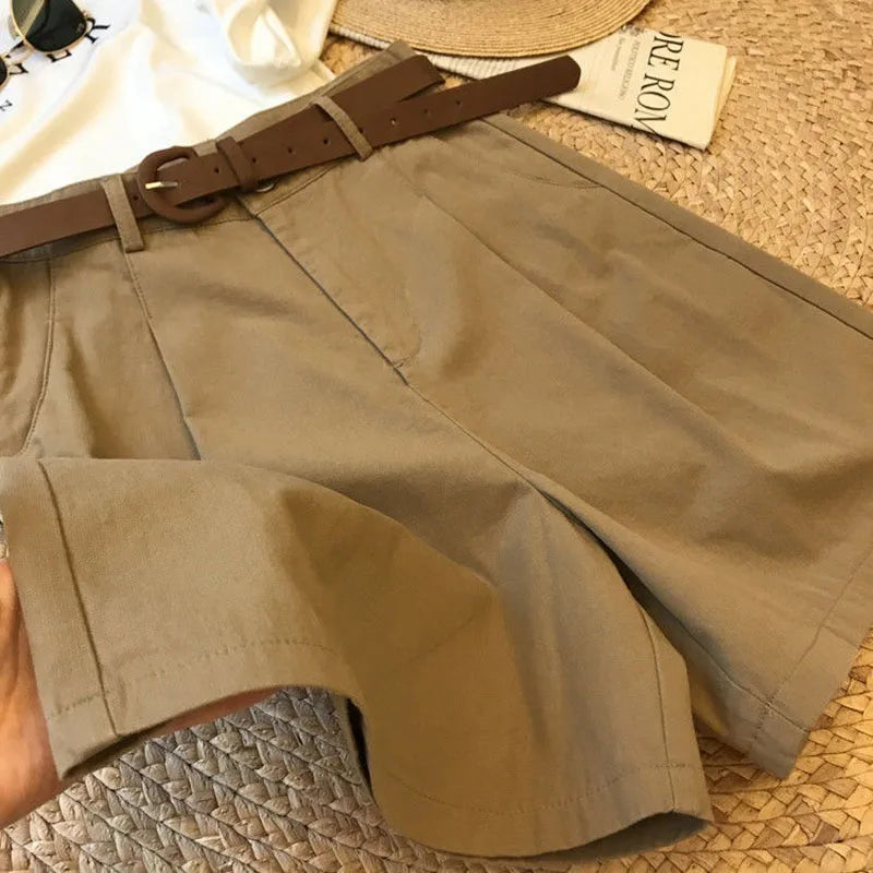 Shorts Wide Leg de Algodón con Cinturón