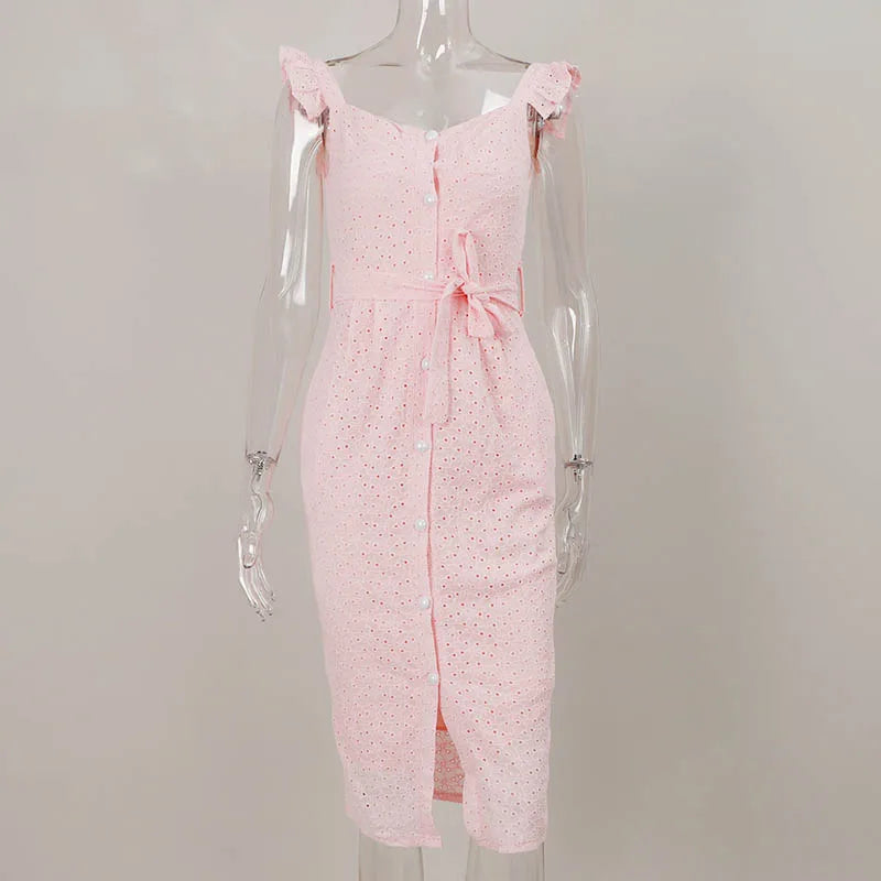 Vestido Midi Blanco Elegante
