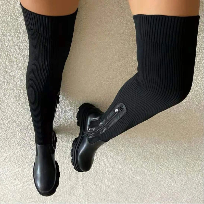 Botas Altas de Punto Elástico