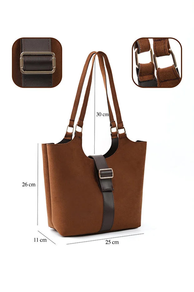 Bolso Bandolera Multifuncional de Piel Sintética — Camel