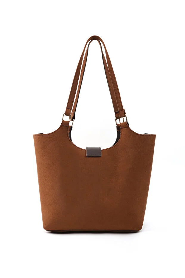 Bolso Bandolera Multifuncional de Piel Sintética — Camel