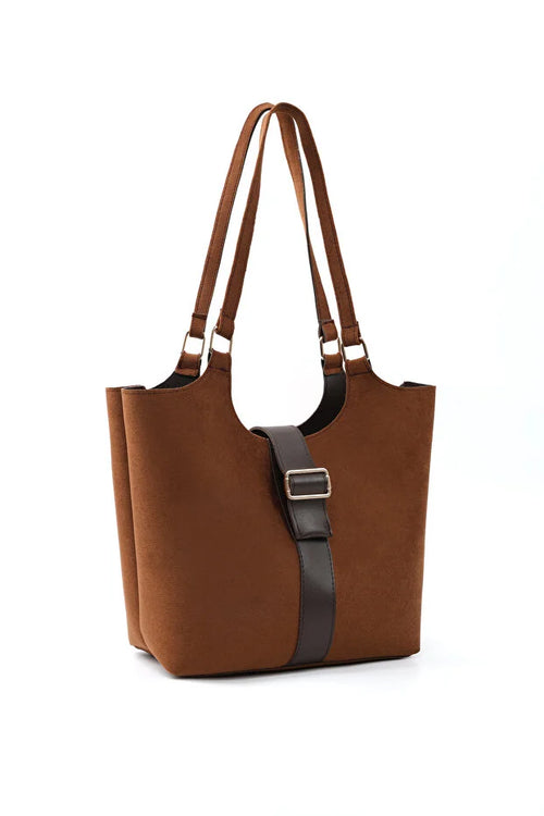 Bolso Bandolera Multifuncional de Piel Sintética — Camel