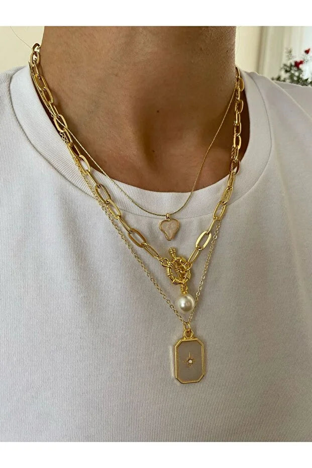 Set de Collar Dorado 3 Piezas — Joyería Superpuesta